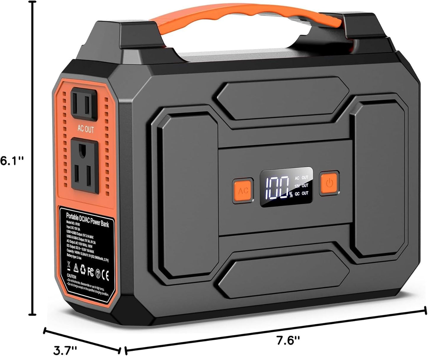 Portable Power Station, 146Wh 100W Solar Powered Power Bank with AC Outlet | Solar Generator Portable Charger Power Bank Battery Pack 110V for Home Outdoor Camping Emergency (Solar Panel NOT Included)