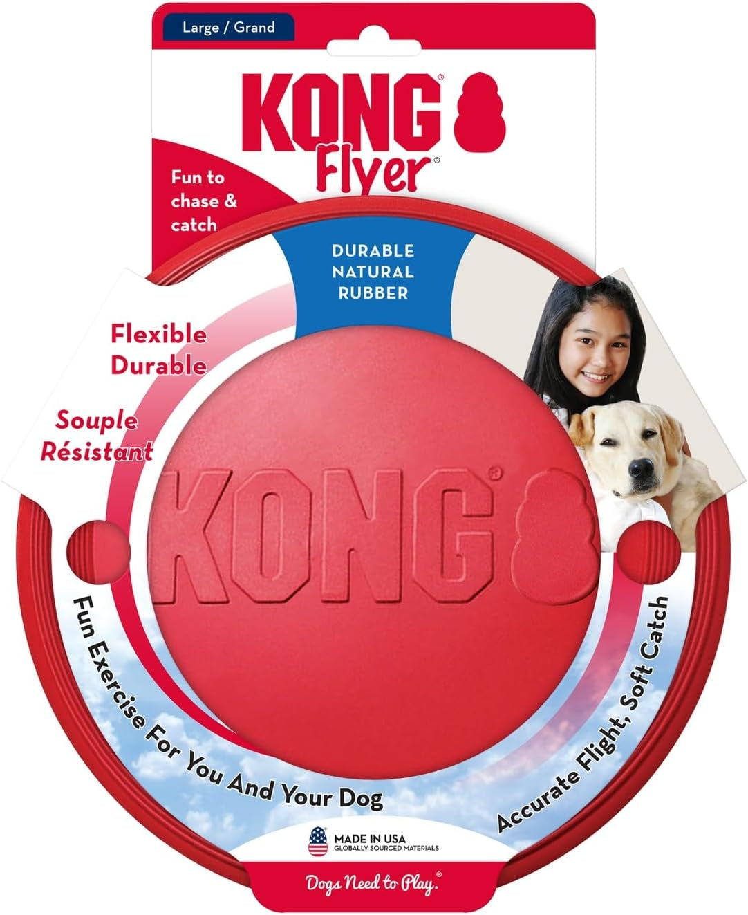 Flyer - Durable Dog Toy for Outdoor Playtime - Natural Rubber Flying Disc, Dog Toy for Fetch - Safer Disc for Healthy Activity - for Medium/Large Dogs