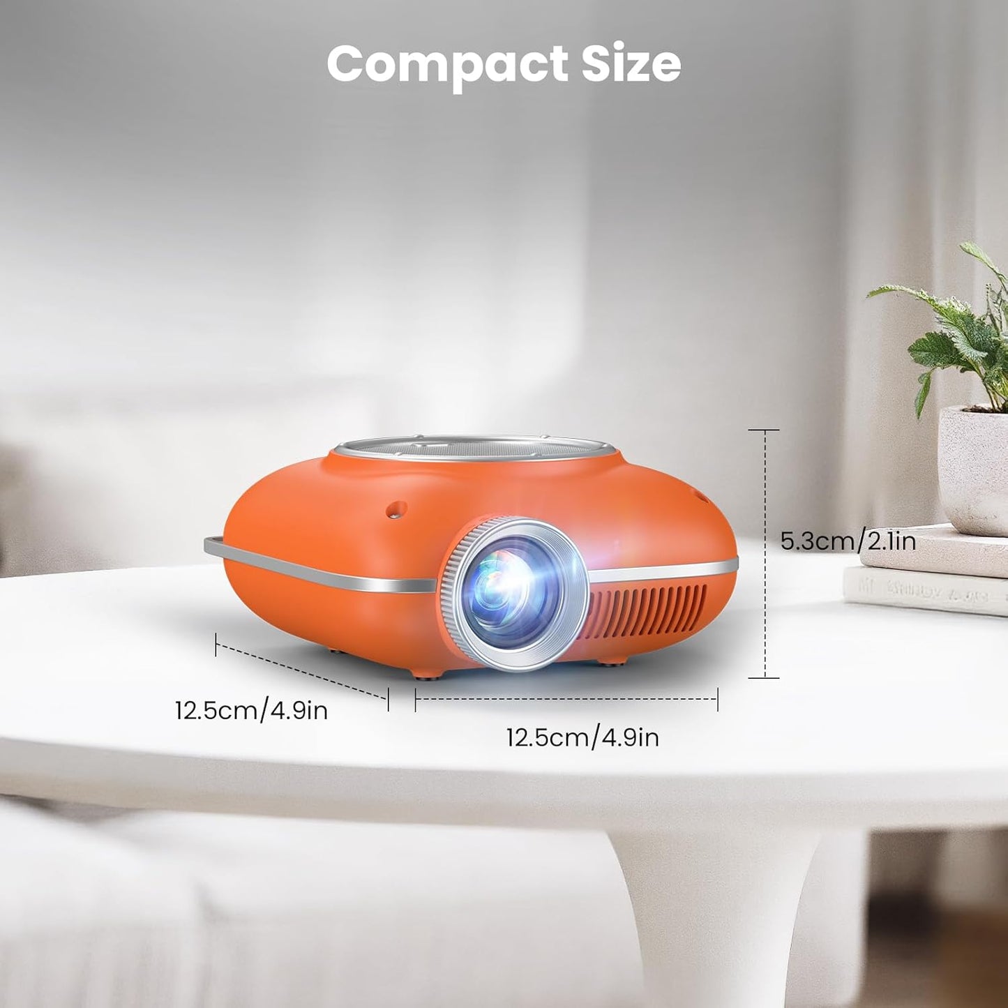 Mini Projector, 1080P Supported Portable Bluetooth Projector | Mini & Portable, Built-In Bluetooth/Speaker, Home Theater, Outdoor/Indoor, HDMI/USB Compatible Phone & Laptop(Orange)