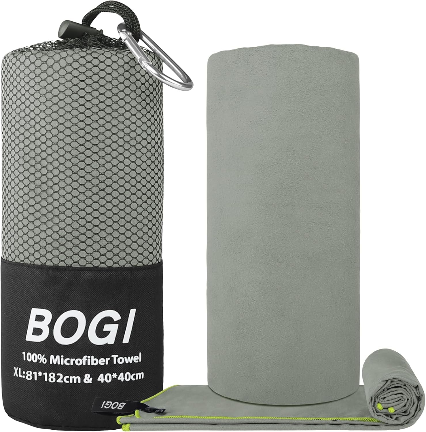 Microfiber Travel Sports Towel-Quick Dry, Soft Lightweight, Absorbent, Compact for Camping, Gym, Yoga, Swimming, Backpacking (Xl:72''X32''+16''X16''-Grey)