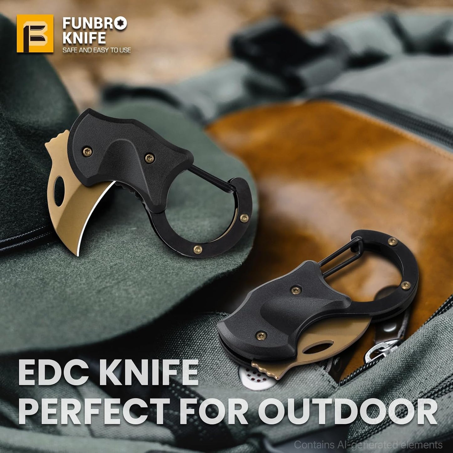 Small Pocket Knife for Men, Edc Knives Tool | Cool Folding Knife Box Cutter with 1.34Inch Sharp Blade, Great Gift for Men (Gold)