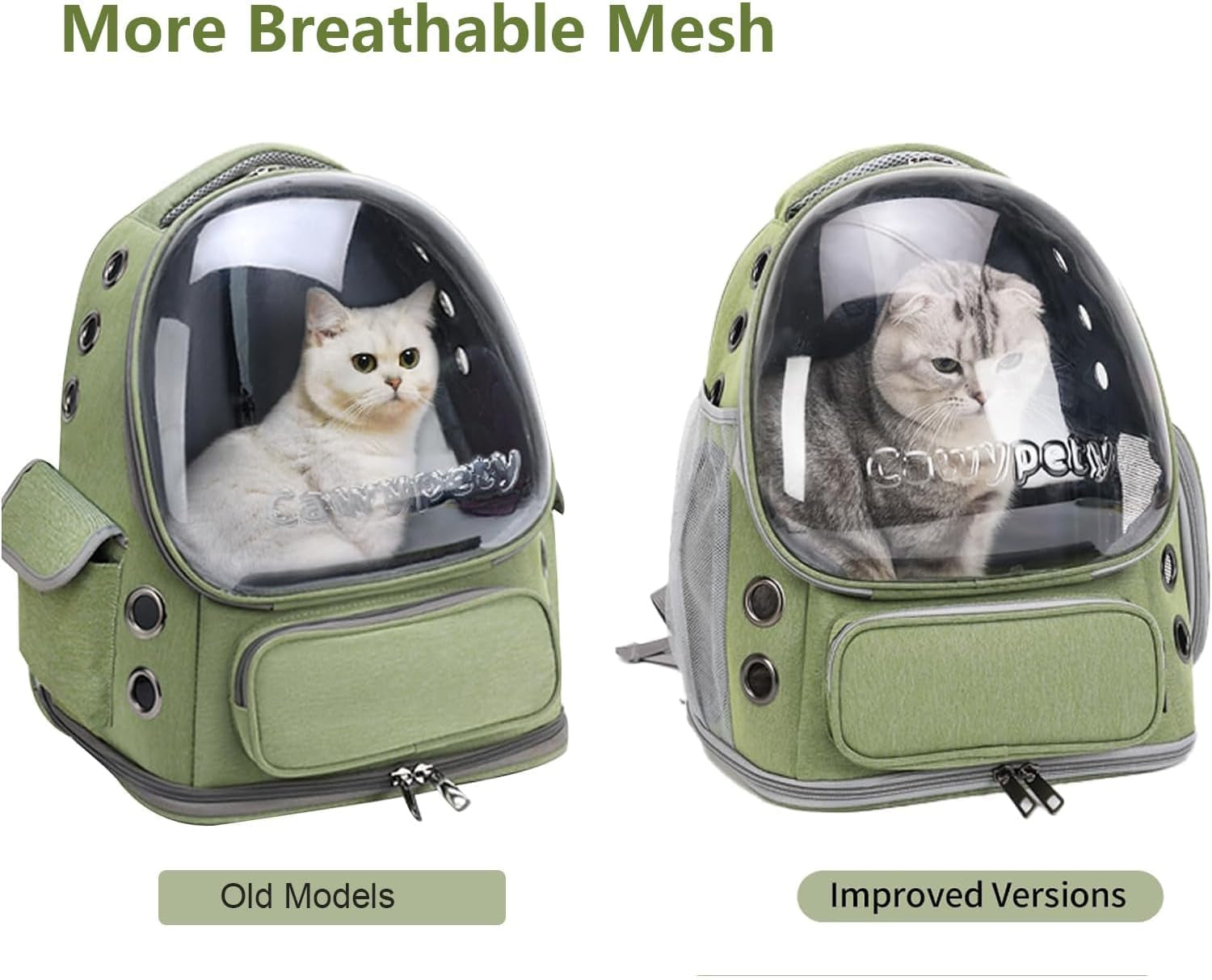 Cat Backpack Carrier, Breathable Cat Carrier Large Space Bubble Pet Backpack for Kitty Small Dog up to 15Lbs, Transparent & Foldable Pet Carrier for Travel Hiking