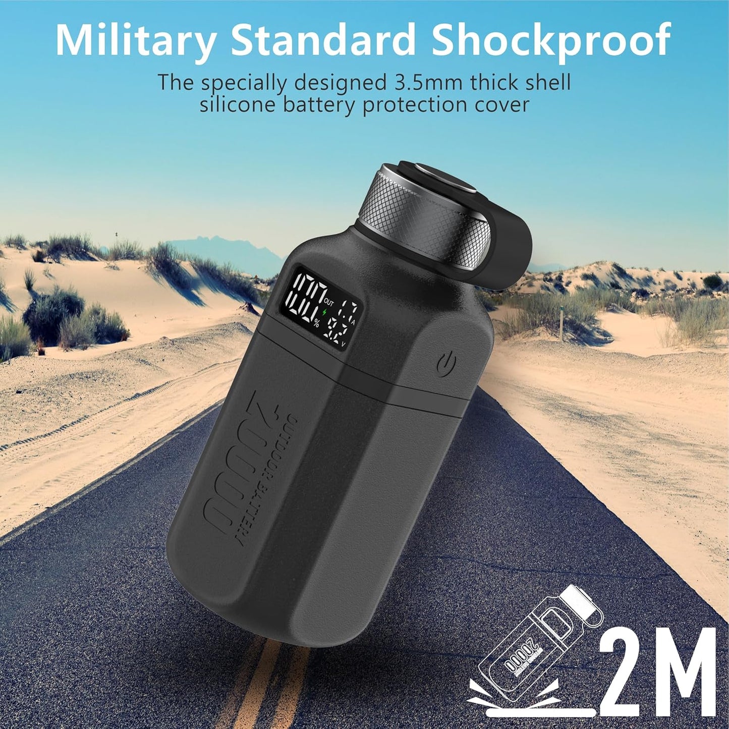 20,000Mah Rugged Power Bank with Fast Charge USB-C PD, IP68 Waterproof Shockproof, Includes 420Lm Bright Camping Lantern, Tactical Outdoor Charger for Hiking Camping Survival Emergency（Black）