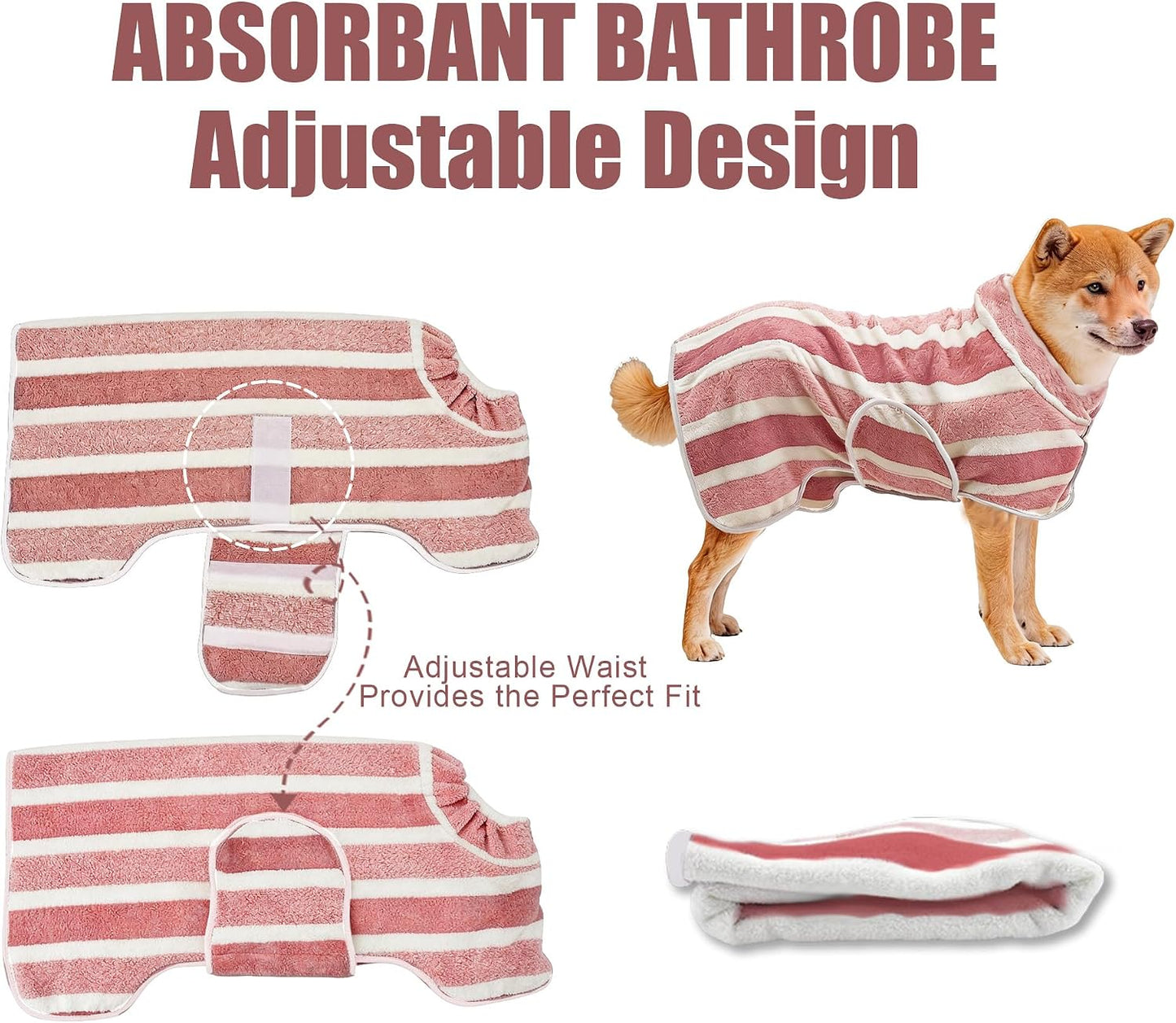 Fast-Drying Red Dog Bathrobe - Super Absorbent & Adjustable Towel for Cozy Post-Bath Comfort