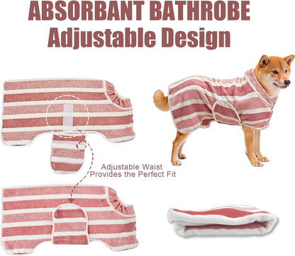 Fast-Drying Red Dog Bathrobe - Super Absorbent & Adjustable Towel for Cozy Post-Bath Comfort