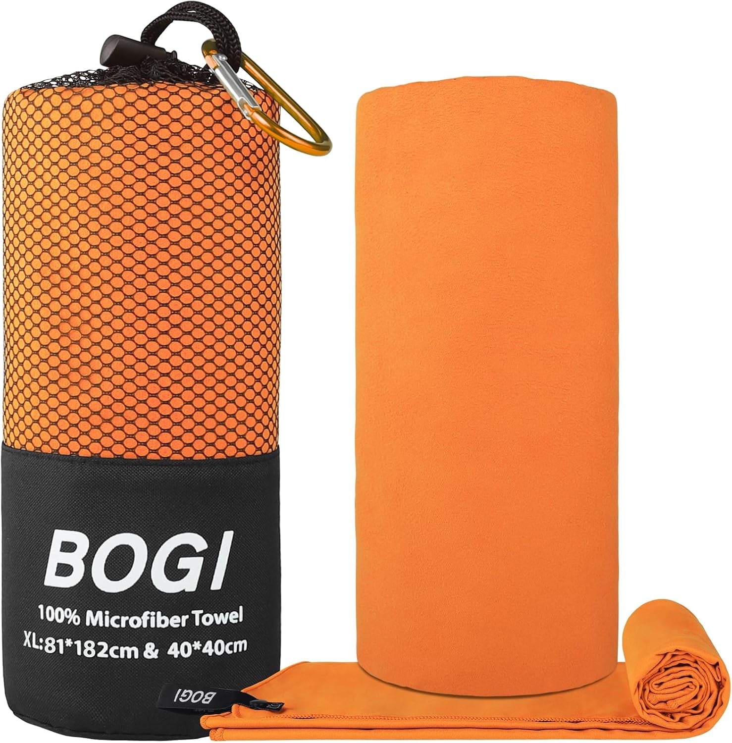 Microfiber Travel Sports Towel - Quick Dry, Soft Lightweight, Compact for Camping, Gym, Yoga, Swimming, Backpacking (Xl:72''X32''+16''X16'' - Orange)