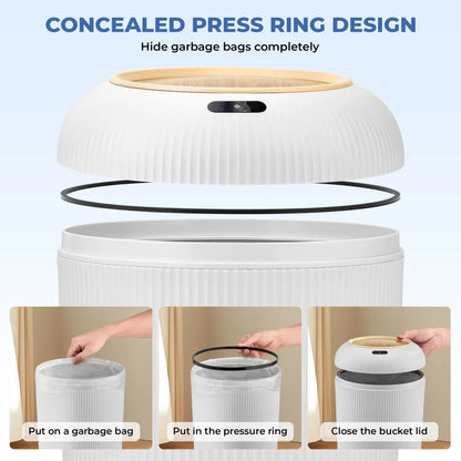 Pukomc Smart Induction Waterproof Trash Can for Bathroom, Bedroom, Office Nordic Style, Household Items Saving Space Motion Sensor Multifunctional Home Goods Environmentally Friendly Automatic Summerwins,Dorm Essentials,Home Essentials Homeessentials