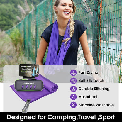 Camping Towel Super Absorbent-Quick Dry Microfiber Towel Ultra Compact & Soft-Travel Towel Lightweight for Backpacking,Hiking,Gym,Beach,Swimming,Yoga