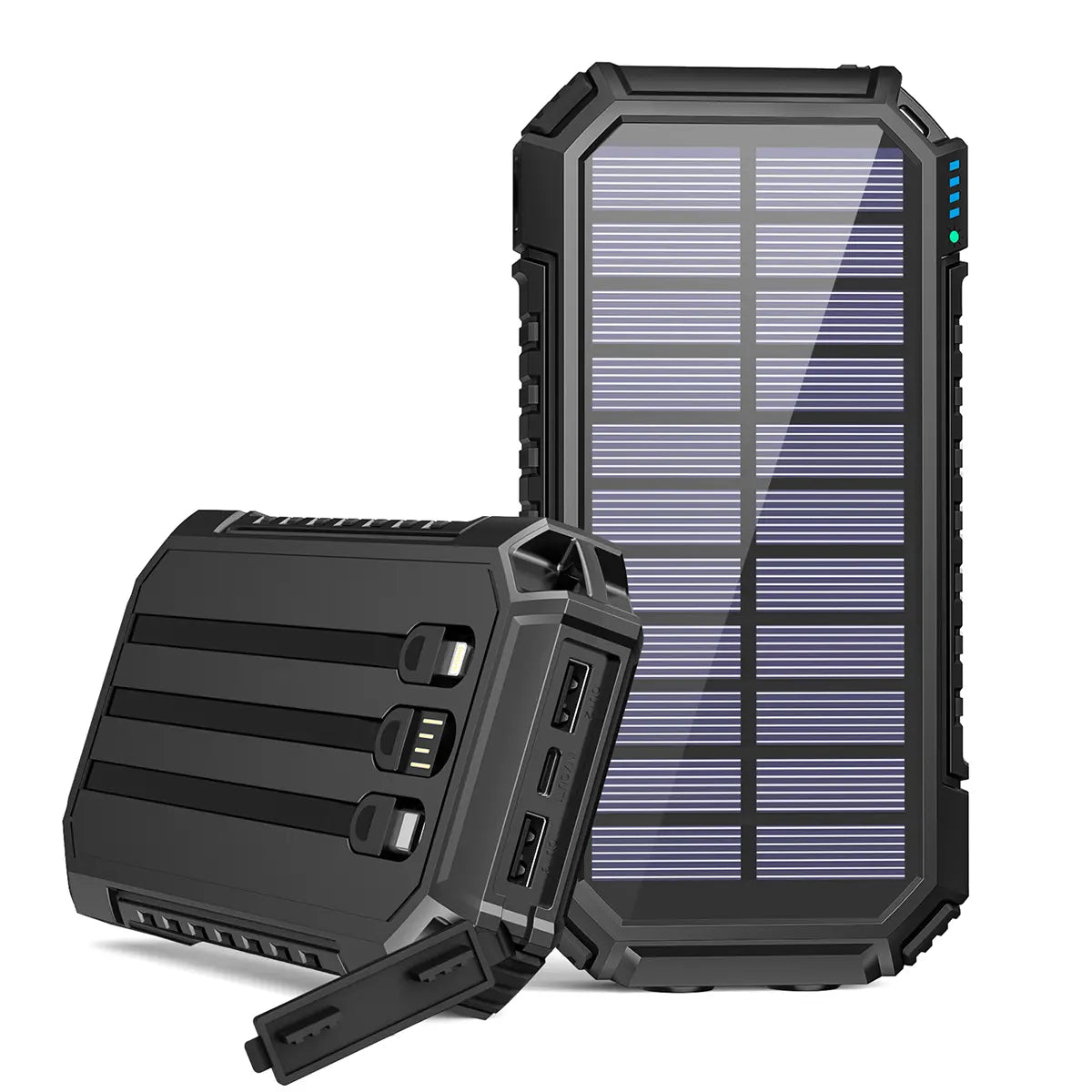 【Gift for Mom】Solar Charger Power Bank - 27000Mah Portable Phone Charger with Built-In USB Cables 3.0A Fast Charge Battery Pack, 5 Outputs & 2 Inputs for Smartphone, Tablet