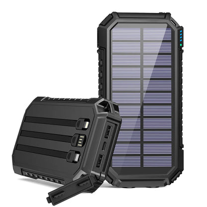 【Gift for Mom】Solar Charger Power Bank - 27000Mah Portable Phone Charger with Built-In USB Cables 3.0A Fast Charge Battery Pack, 5 Outputs & 2 Inputs for Smartphone, Tablet