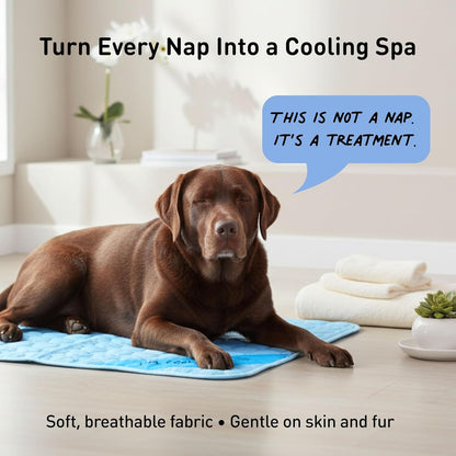 Dog Cooling Mat, Indoor & Outdoor, Large Self Cooling Pad | No Freeze Needed, Breathable, Washable, Portable Cooling Mat for Dogs with Travel Bag, Fits Car, Crate, Floor & Bed, 39"X27"