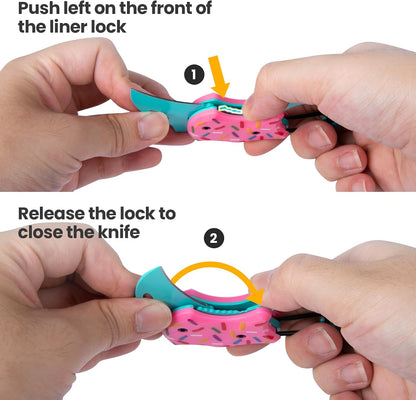 Small Pocket Knife for Women, Edc Knives Tool | Cute Donut Folding Box Cutter with 1.34 Inch Sharp Blade, Great Gift for Her