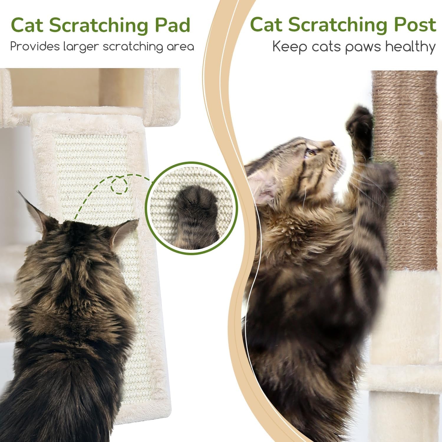 Heavy Duty Cat Tree Tower, 70Inch Sturdy Cat Tree for Indoor Cats Sturdy Large Cat Tower with Scratching Post and Scratching Board, Hammock, Cat Condo for Adult Cats Kittens, F70 Pro, Beige