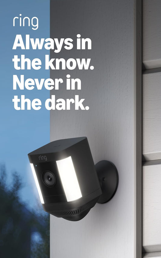 Spotlight Cam Plus, Battery, Home or Business Security with HD Video, Two-Way Talk, Color Night Vision, and Security Siren, Black
