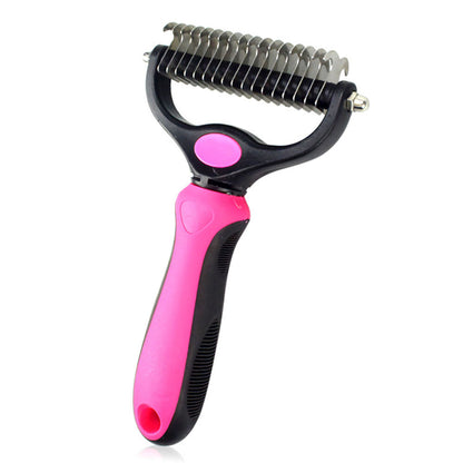 2Side Dog Brush for Shedding Dematting Pet Grooming Cat Hair Undercoat Rake Comb