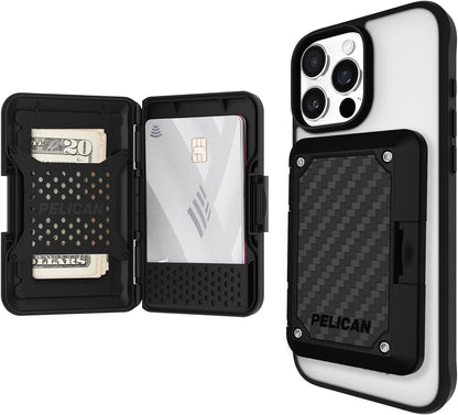 Pelican Magsafe Wallet with RFID Blocking for Cards and Cash - Black | Military STD Snap-On Magnetic Phone Wallet/Card Holder - Detachable Magsafe Wallet for Iphone 17 Pro Max/16/15/14/13/Pixel 10