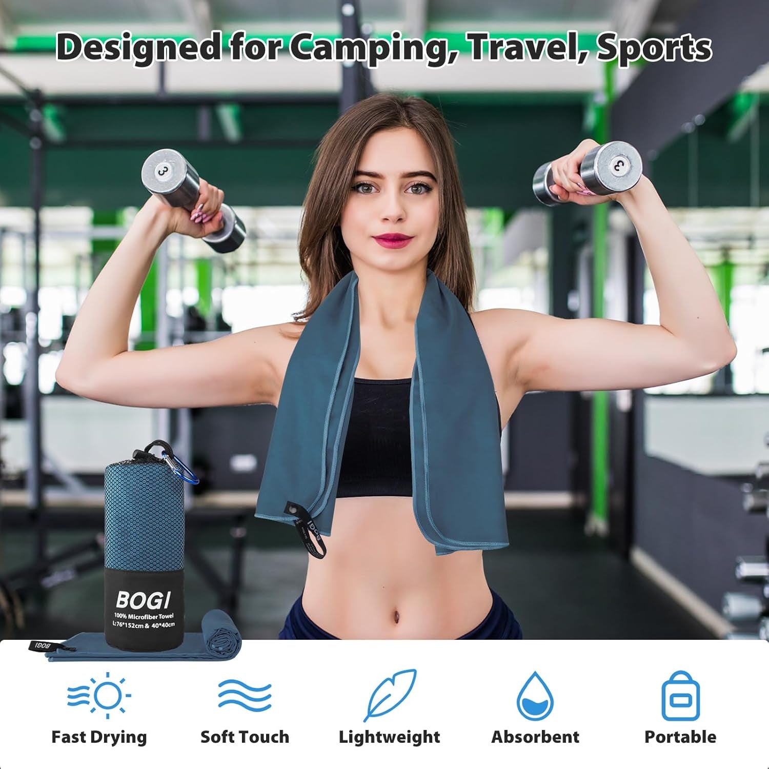 4 Pack(8 Pcs) Microfiber Travel Sports Towel-Quick Dry Towel, Soft Lightweight Microfiber Camping Towel Absorbent Compact Travel Towel for Camping Gym Beach Bath Yoga Swimming Backpacking-X Large