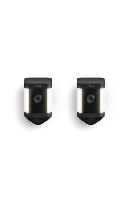 Spotlight Cam Plus, Battery, Home or Business Security with HD Video, Two-Way Talk, Color Night Vision, and Security Siren, 2-Pack, Black