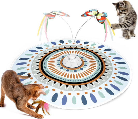 Cat Toys Chargeable, 3In1 Hide and Seek for Kittens, Interactive Automatic Play, Fluttering Butterfly, Moving Wand Feather, Indoor Kitty Exercise 22.8 Inch Cover for All Breeds | Automatic Play, Fluttering Butterfly, Moving Wand Feather, Indoor Kitten Exercise 22.8 Inch Cover for All Breeds