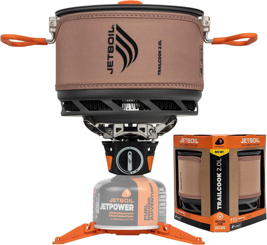 Jetboil Trailcook 2.0L Camping and Backpacking Stove Cooking System with Adjustable Heat Control, New for 2026, Tan