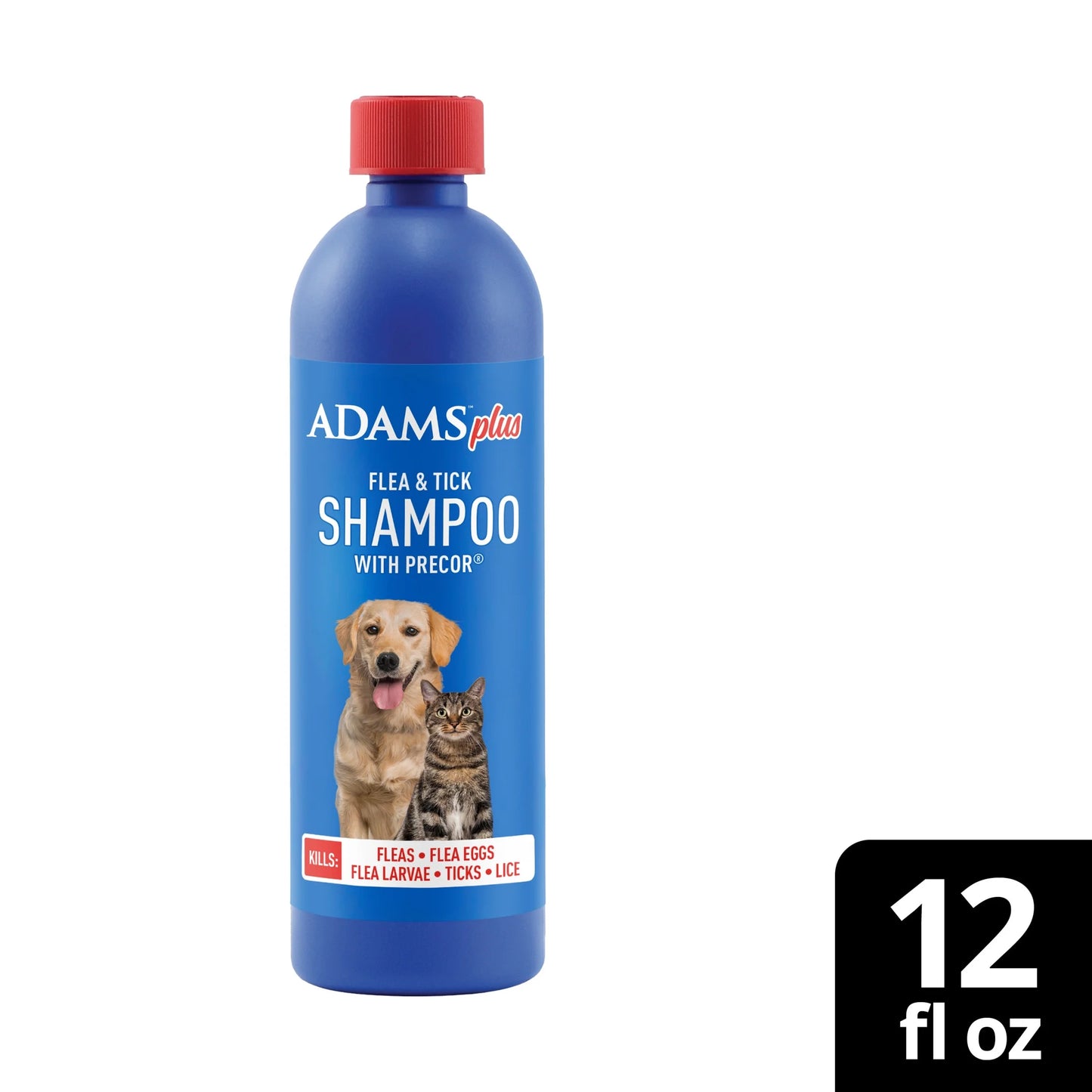 plus Flea & Tick Shampoo with Precor for Dogs, Cats, Puppies & Kittens, Flea Shampoo to Treat Flea Infestations, Kills Ticks, Fleas, Flea Eggs & Lice, Cleans and Conditions Coat, 12 Fl Oz
