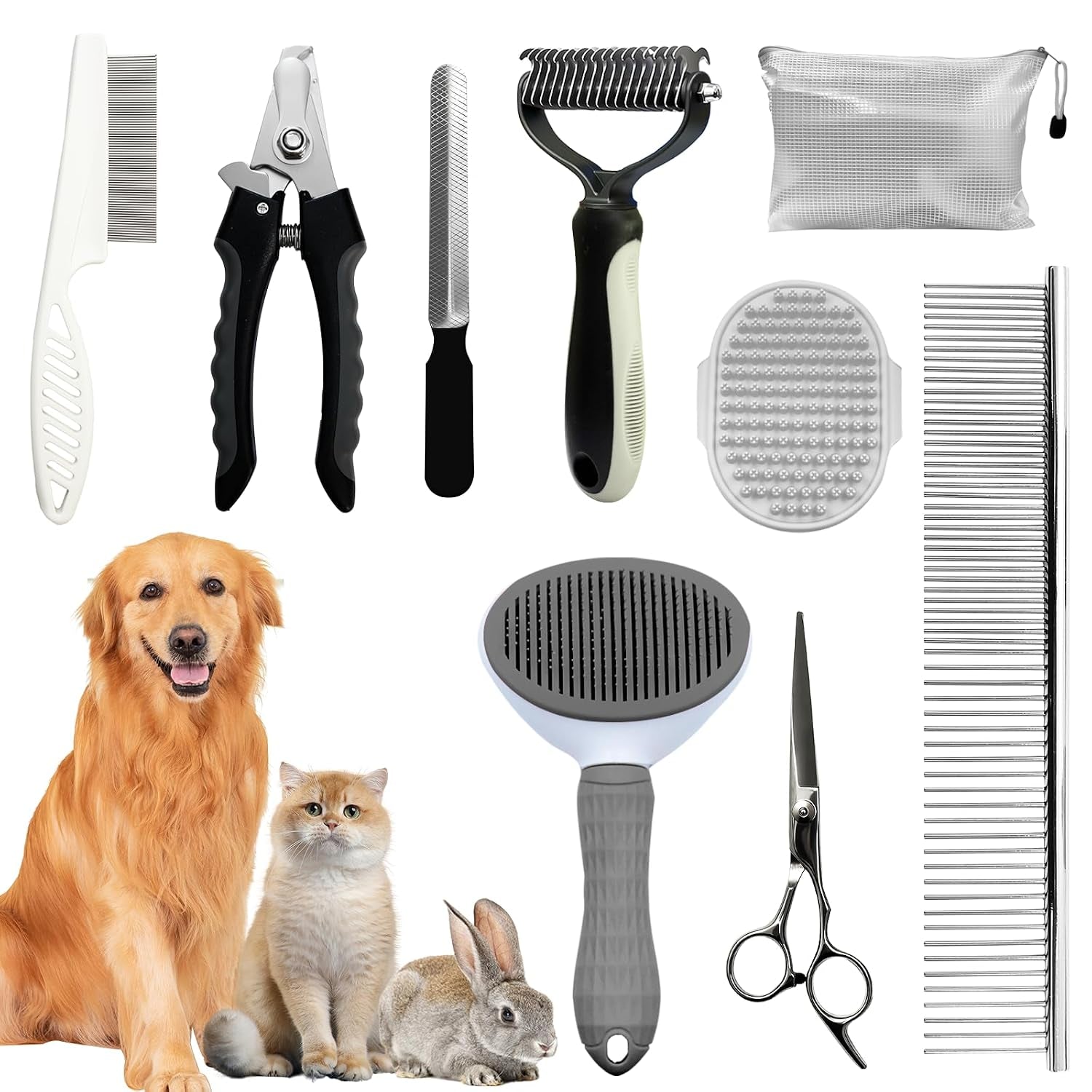 Ultimate 8-Piece Dog Grooming Kit – Essential Grooming Supplies for Dogs and Cats with Deshedding Brush, Bath Gloves, Towels & Silicone Toothbrush – Perfect for All Pet Sizes!