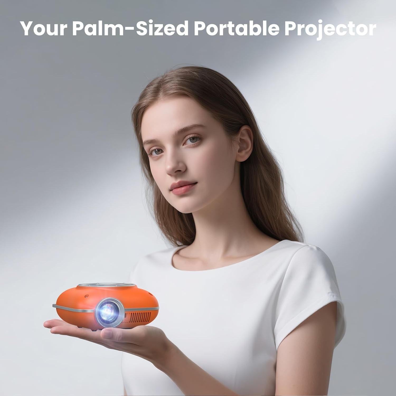 Mini Projector, 1080P Supported Portable Bluetooth Projector | Mini & Portable, Built-In Bluetooth/Speaker, Home Theater, Outdoor/Indoor, HDMI/USB Compatible Phone & Laptop(Orange)