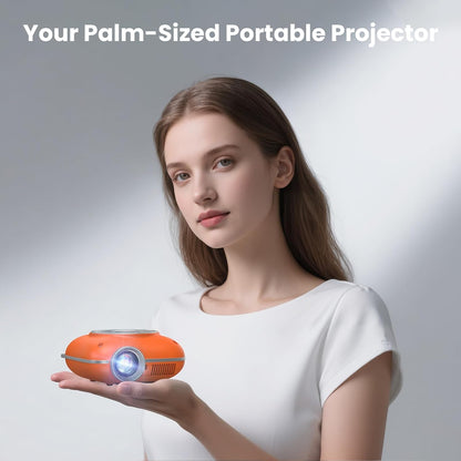 Mini Projector, 1080P Supported Portable Bluetooth Projector | Mini & Portable, Built-In Bluetooth/Speaker, Home Theater, Outdoor/Indoor, HDMI/USB Compatible Phone & Laptop(Orange)