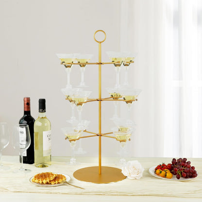 Elevate Your Celebrations with the Stunning Champagne Tower - 3 Tier Metal Cocktail Stand for 12 Glasses - Perfect for Weddings, Parties, and Events!