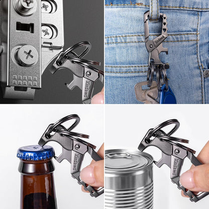 Heavy Duty Metal Keychains, Carabiner Clip Keychain with Bottle Opener, 3 Key Rings for Car Keys, Family Present for Men and Women(Black-2Pcs)