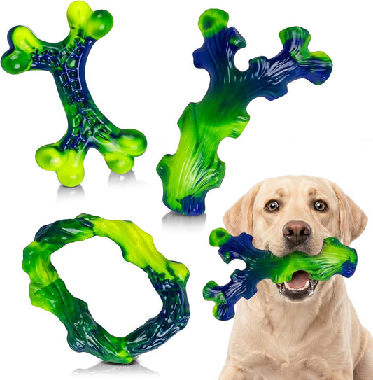 3-Pack Indestructible Nylon Dog Chew Toys for Aggressive Chewers - Long-Lasting Durable Bone-Shaped Toys, Large Breed Dogs, Tough Puppy Teeth Enrichment