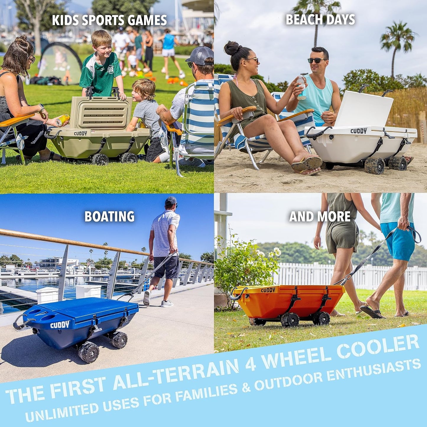 CUDDY Crawler Cooler with Wheels – 40 QT Amphibious Floating Cooler and Dry Storage Vessel - Orange, Navy, Tan, or White