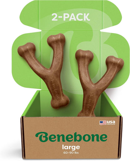 2-Pack Wishbone Chew Toy for Aggressive Chewers, Real Bacon, Large