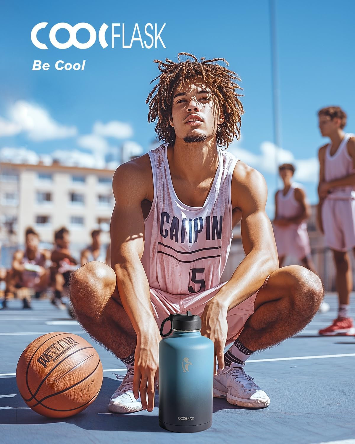 Water Bottle 87 Oz with Straw, 2/3 Gallon Insulated Stainless Steel Large 3 Lids Big Water Jug for Sports or Office, Non-Bpa Keep Cold up to 48 Hrs or Hot up to 24 Hrs, Samurai Cyan