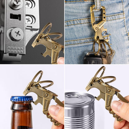 Heavy Duty Metal Keychains, Carabiner Clip Keychain with Bottle Opener, 3 Key Rings for Car Keys, Family Present for Men and Women(Bronze-2Pcs)