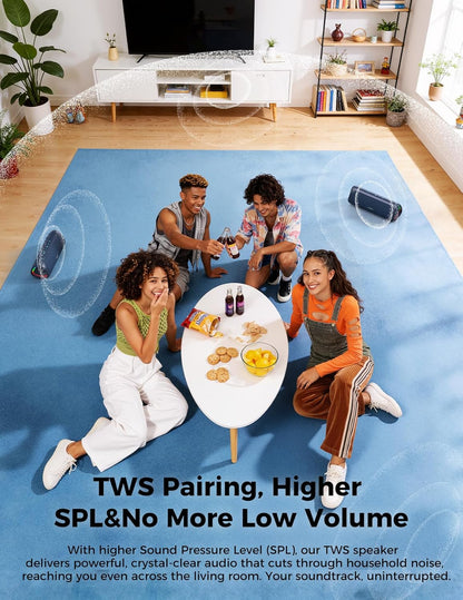 Bluetooth Speaker, 20W HD Sound, Portable Wireless, IPX5 Waterproof, up to 24H Playtime, TWS Pairing, for Home/Party/Outdoor/Camping/Beach Essentials, Electronic Gadgets, Birthday Gift (Navy)