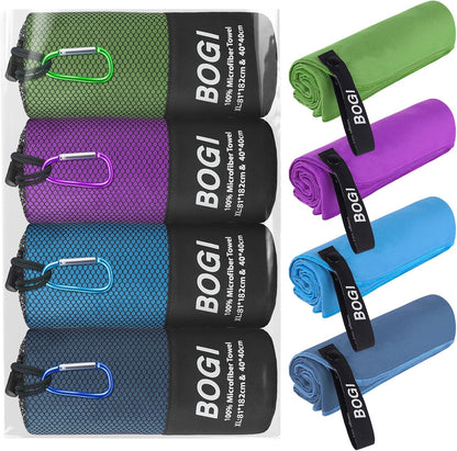 4 Pack(8 Pcs) Microfiber Travel Sports Towel-Quick Dry Towel, Soft Lightweight Microfiber Camping Towel Absorbent Compact Travel Towel for Camping Gym Beach Bath Yoga Swimming Backpacking-X Large