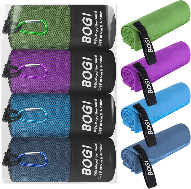 4 Pack(8 Pcs) Microfiber Travel Sports Towel-Quick Dry Towel, Soft Lightweight Microfiber Camping Towel Absorbent Compact Travel Towel for Camping Gym Beach Bath Yoga Swimming Backpacking-X Large