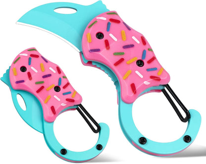 Small Pocket Knife for Women, Edc Knives Tool | Cute Donut Folding Box Cutter with 1.34 Inch Sharp Blade, Great Gift for Her