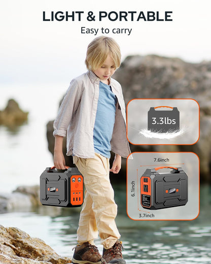 Portable Power Station, 146Wh 100W Solar Powered Power Bank with AC Outlet | Solar Generator Portable Charger Power Bank Battery Pack 110V for Home Outdoor Camping Emergency (Solar Panel NOT Included)