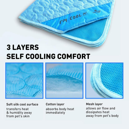 Dog Cooling Mat, Indoor & Outdoor, Large Self Cooling Pad | No Freeze Needed, Breathable, Washable, Portable Cooling Mat for Dogs with Travel Bag, Fits Car, Crate, Floor & Bed, 39"X27"