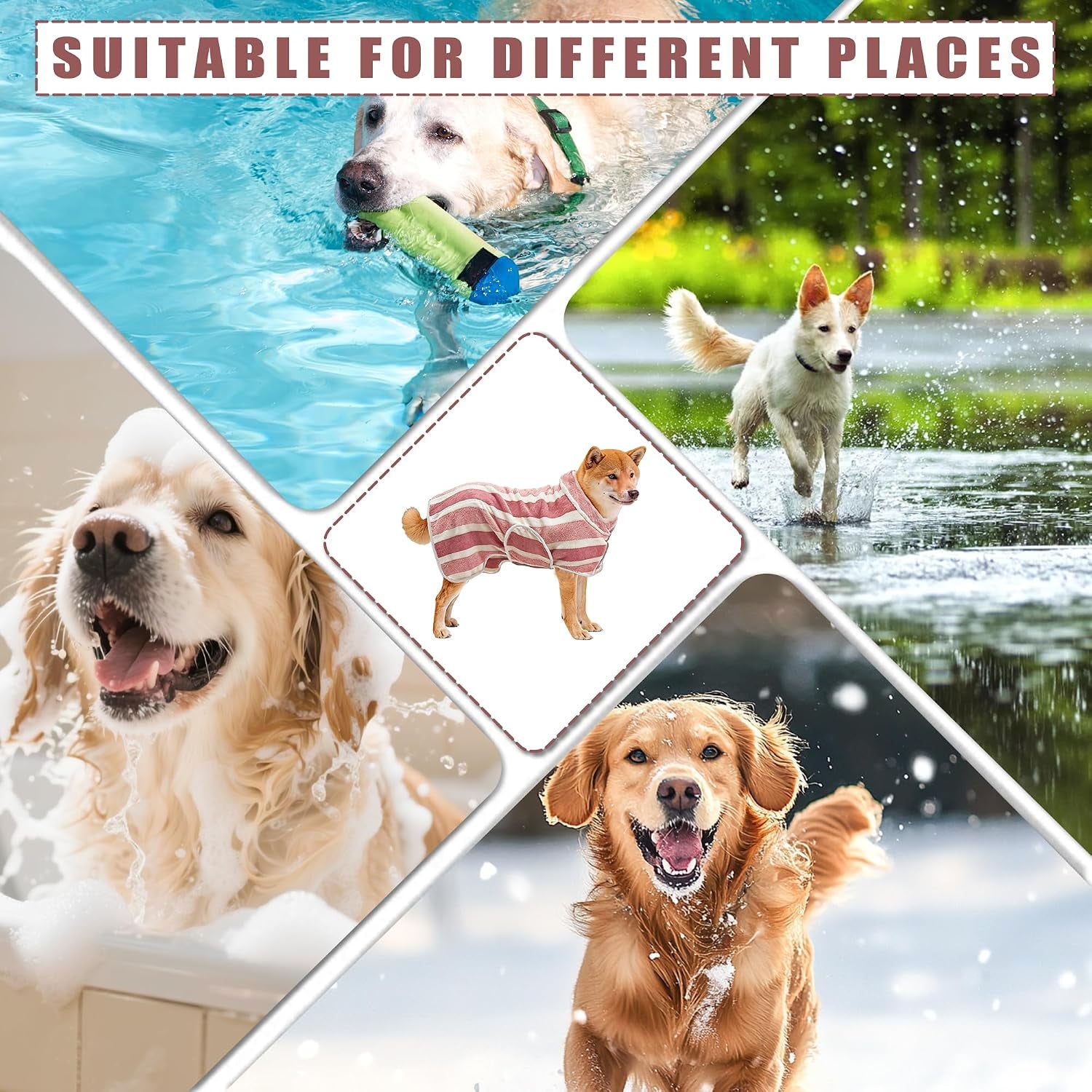 Fast-Drying Red Dog Bathrobe - Super Absorbent & Adjustable Towel for Cozy Post-Bath Comfort