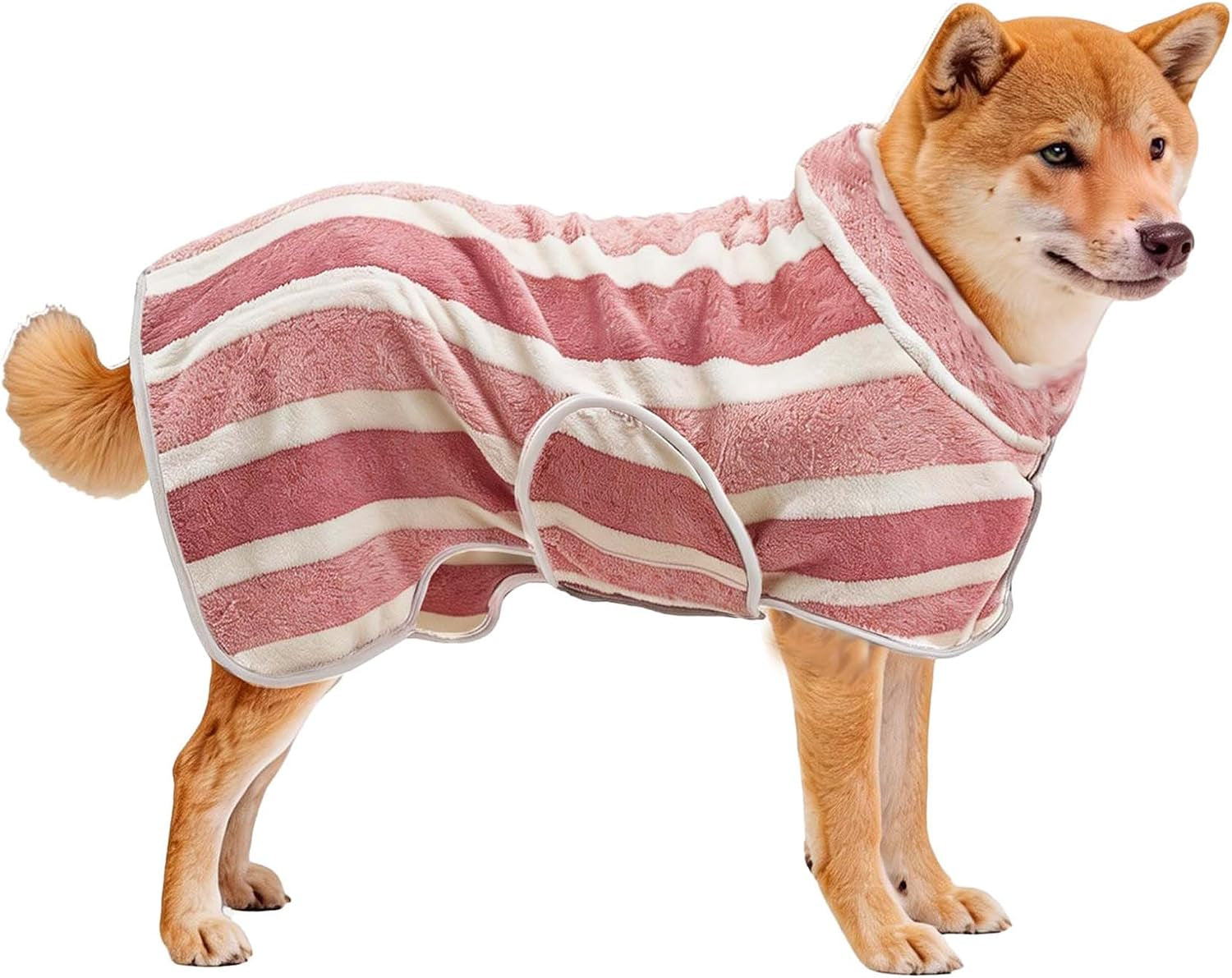 Fast-Drying Red Dog Bathrobe - Super Absorbent & Adjustable Towel for Cozy Post-Bath Comfort
