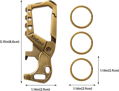 Heavy Duty Metal Keychains, Carabiner Clip Keychain with Bottle Opener, 3 Key Rings for Car Keys, Family Present for Men and Women(Bronze-2Pcs)