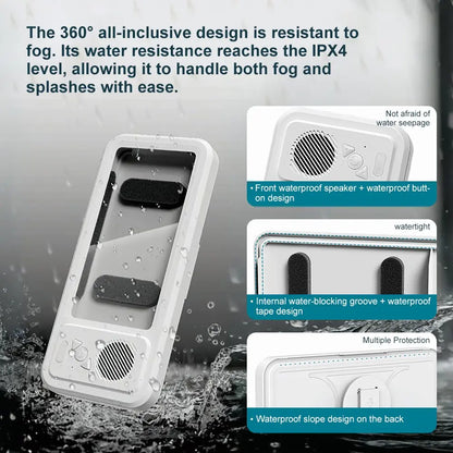 Mobile Phone Waterproof Box with Bluetooth Speaker, 360° Rotating Touch Screen Shower Phone Holder, Phone Mount Holder, Multifunctional Phone Stand, Waterproof Cellphone Stand for Bathroom, Kitchen, Sink and Swimming Pool #GLOBAL PICKS