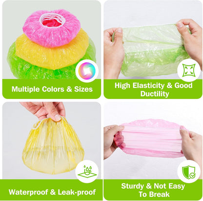 Bowl Covers Plastic Elastic Wrap for Food Storage Reusable Food Covers Saran Wrap Fresh Keeping Stretch Bags Bowl Covers for Bread Proofing for Family Outdoor Picnic Sourdough Baking(60)