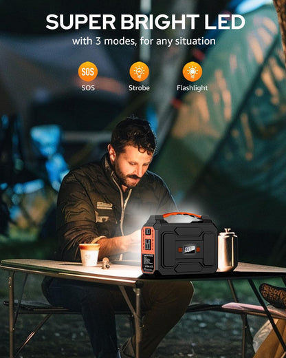 Portable Power Station, 146Wh 100W Solar Powered Power Bank with AC Outlet | Solar Generator Portable Charger Power Bank Battery Pack 110V for Home Outdoor Camping Emergency (Solar Panel NOT Included)