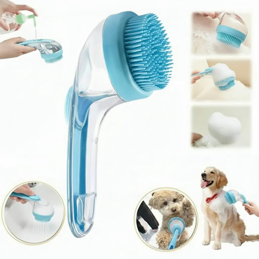 2026 New 2-In-1 Pet Bath & Grooming Deshedding Animal Hair Brush with Built-In Soap Dispenser, 8In×3In×4In, Gentle Massage Tool for Dogs & Cats, Enhances Hair Care, Improves Bathing Experience, Boosts Blood Circulation, Animal Hair Brushes