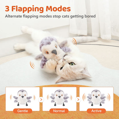 Cat Toys Flapping Bird (No Flying), Lifelike Sandpiper Chirp Tweet, Rechargeable Touch Activated Kitten Toy Interactive Cat Exercise Toys for All Breeds Cat Kicker Catnip Toys 4.0" | Lifelike Sandpiper Chirp, Touch Activated, Rechargeable Kitten Kitty Exercise Catnip Kicker for All Breeds 4.0 Inches