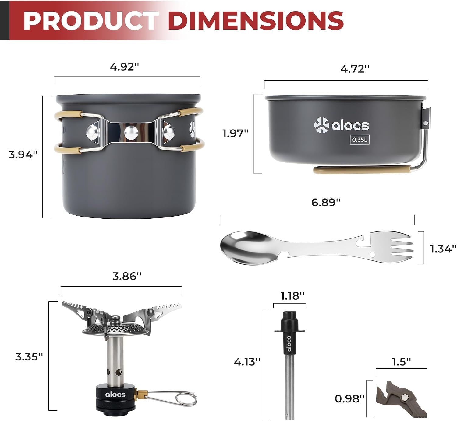 9-Piece Camping Cookware Set with Non-Stick Pots & 3200W Stove | All-In-One Nested Set with 0.35L Pan, 1L Pot, Stove, Igniter, Magnetic Stand & 5-In-1 Spork